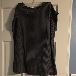 Striped Black and Gray Sleeveless Top